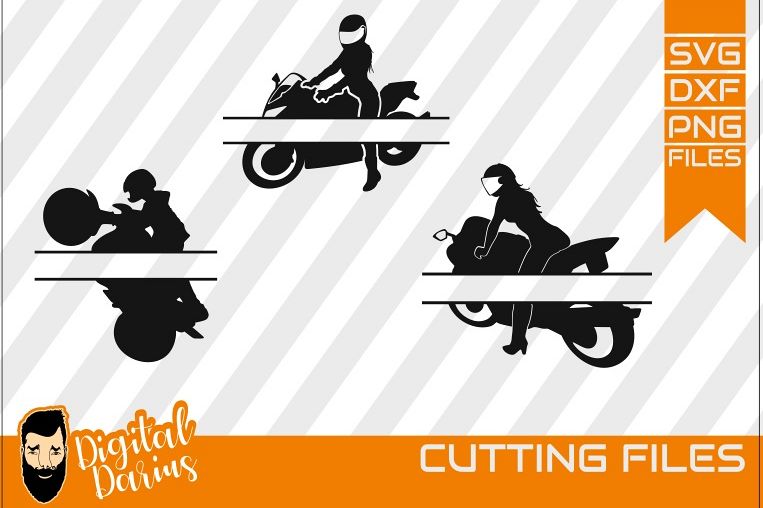 3x Motorcycles Bike Monogram Svg, Scooters , Motocross, Girl example image 1
