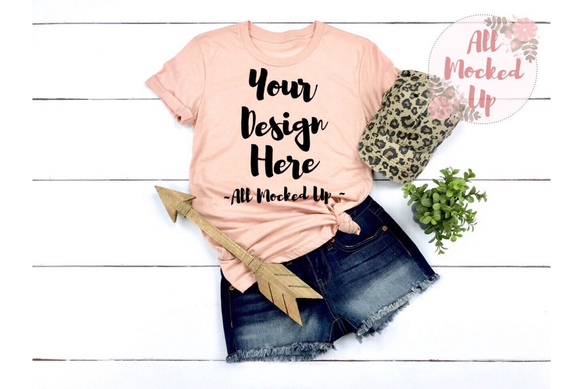 Bella Canvas 3001 / 3413 PEACH Shirt Mock Up 3/19 example image 1