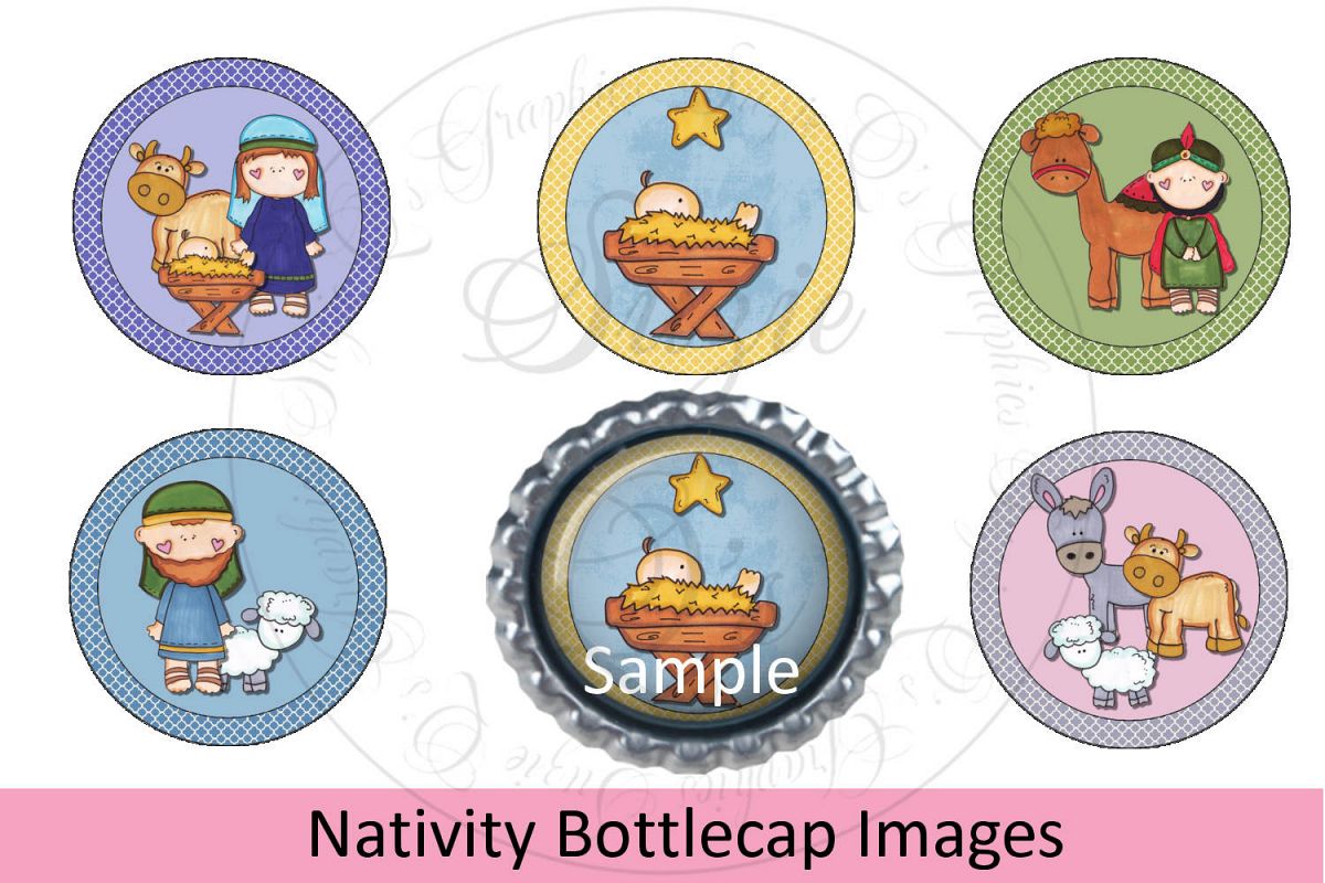 Nativity Bottlecap Images, Labels example image 1
