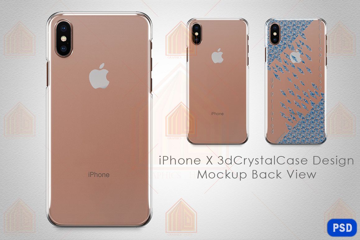 Apple iPhone X 3dCrystal case design Mock-up Back View example image 1