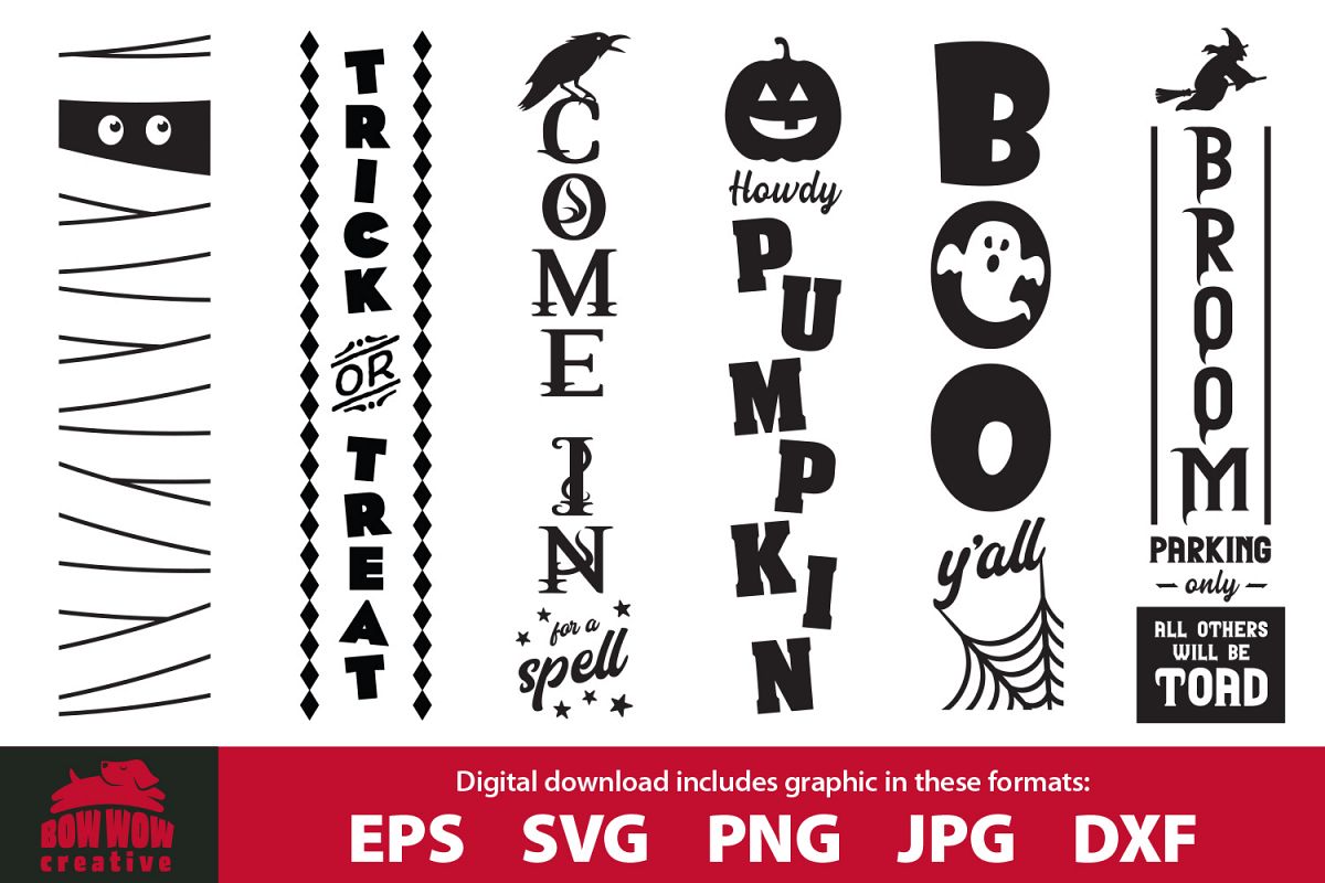 Halloween / Fall porch sign bundle - SVG, EPS, JPG, PNG, DXF example image 1