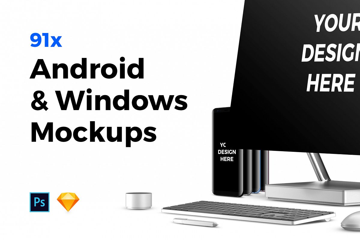 91x Android & Windows Mockups example image 1