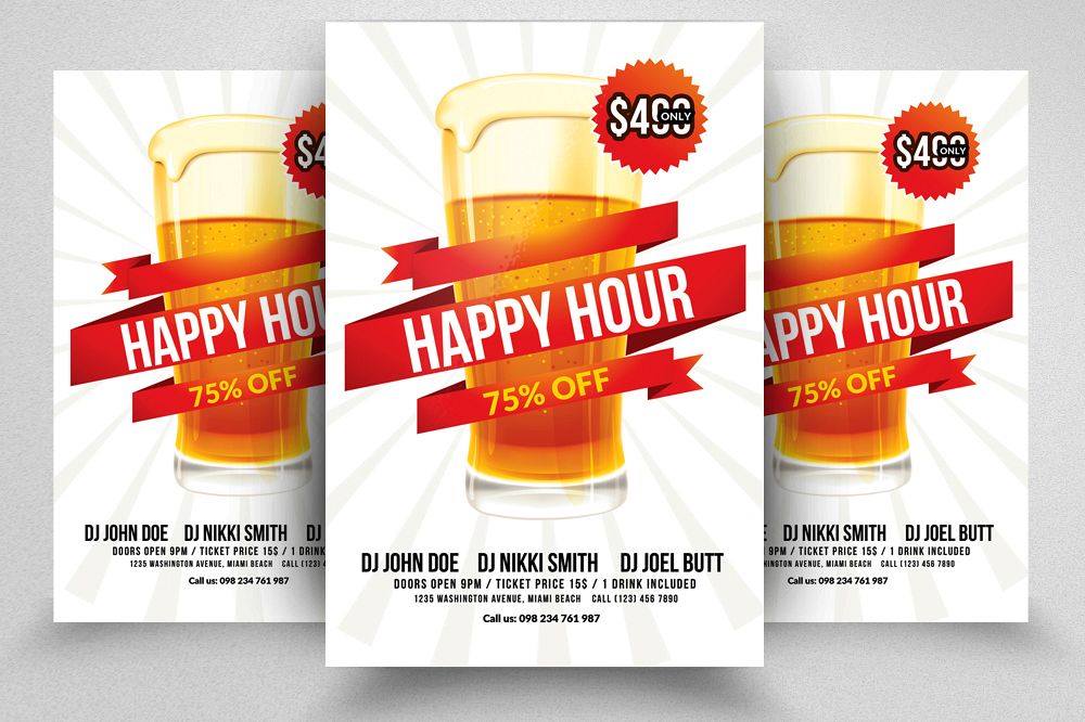 Happy Hour Flyer Template 03 example image 1