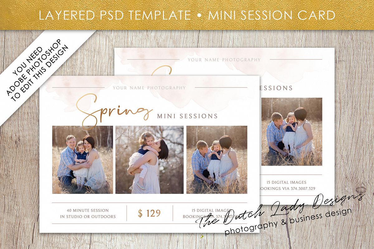 PSD Spring Photo Session Card Template - Design #38 example image 1