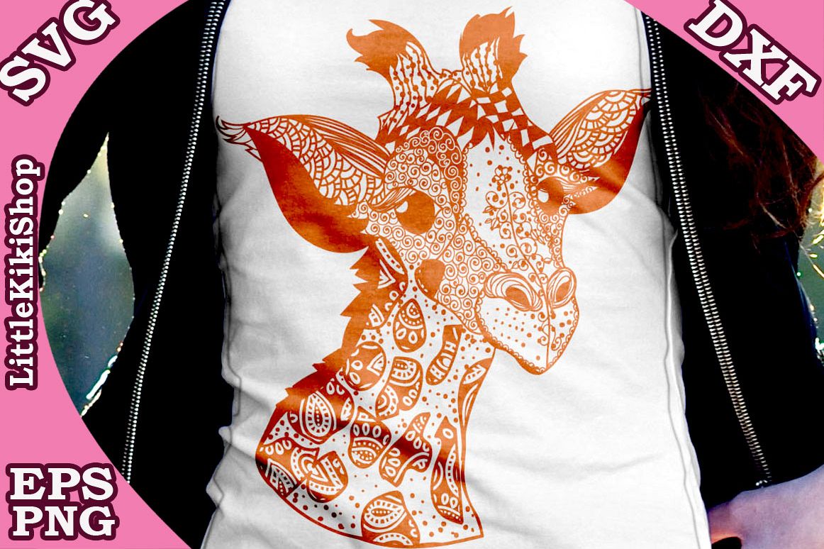 Baby Giraffe Svg, Mandala Giraffe Svg, Zentangle Giraffe Svg example image 1