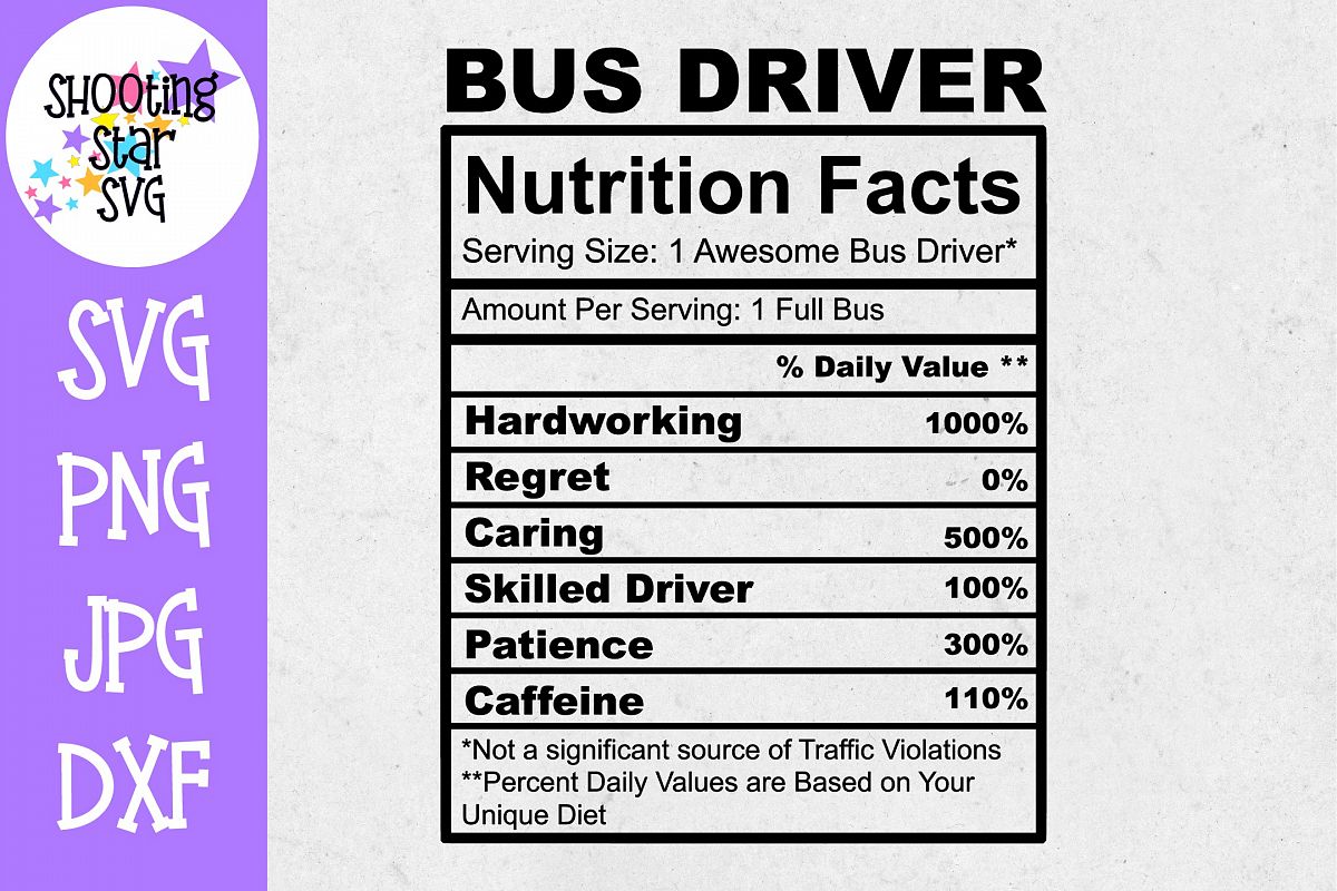 Bus Driver Nutrition Facts SVG - Bus Driver SVG example image 1