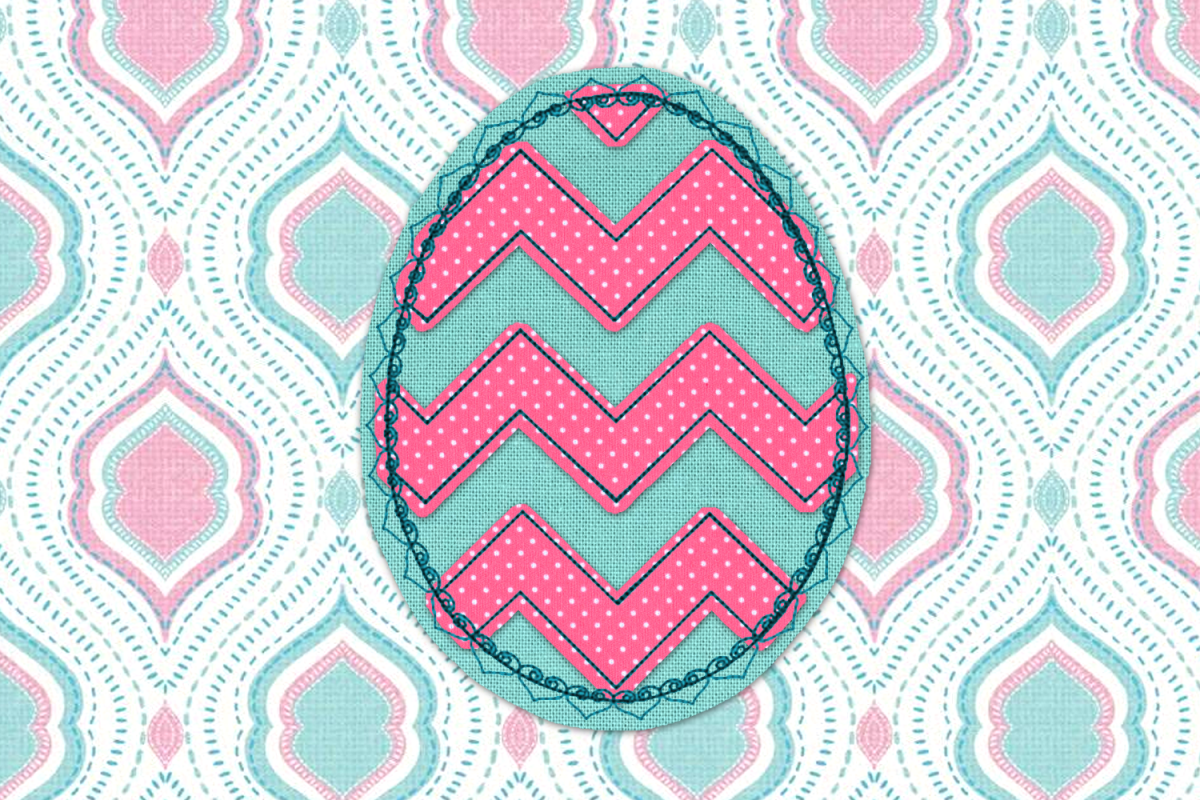 Raggy Chevron Easter Egg Heart Edge Applique Embroidery example image 1