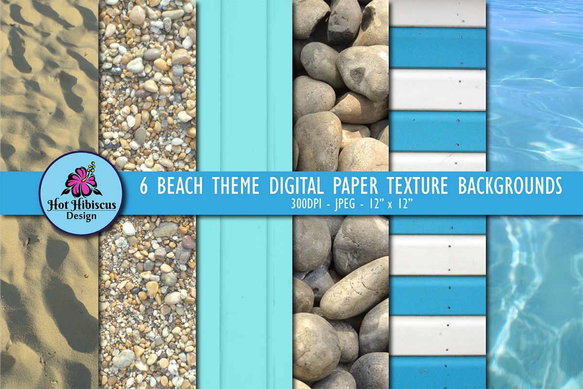 Wooden Beach Hut Stripes Sand Pebbles Water Textures Bundle example image 1