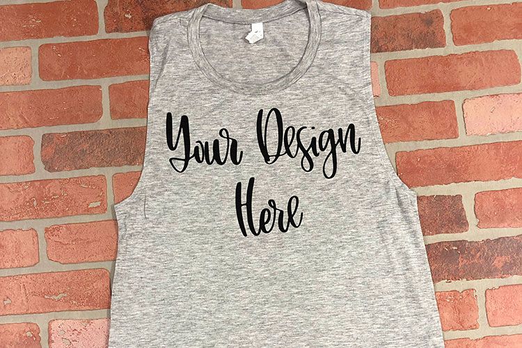 Bella 8803 Heather Grey Flowy Muscle Tank Top Mockup Photo example image 1