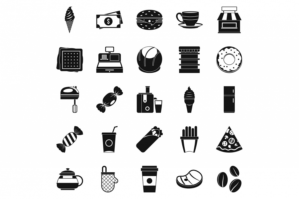 Dining room icons set, simple style example image 1