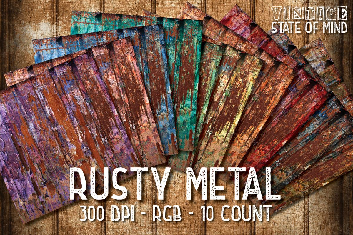 Rusty Metal Digital Papers example image 1