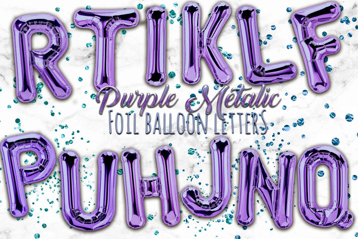 Purple Foil Balloon Numbers PNG- Hand Drawn example image 1