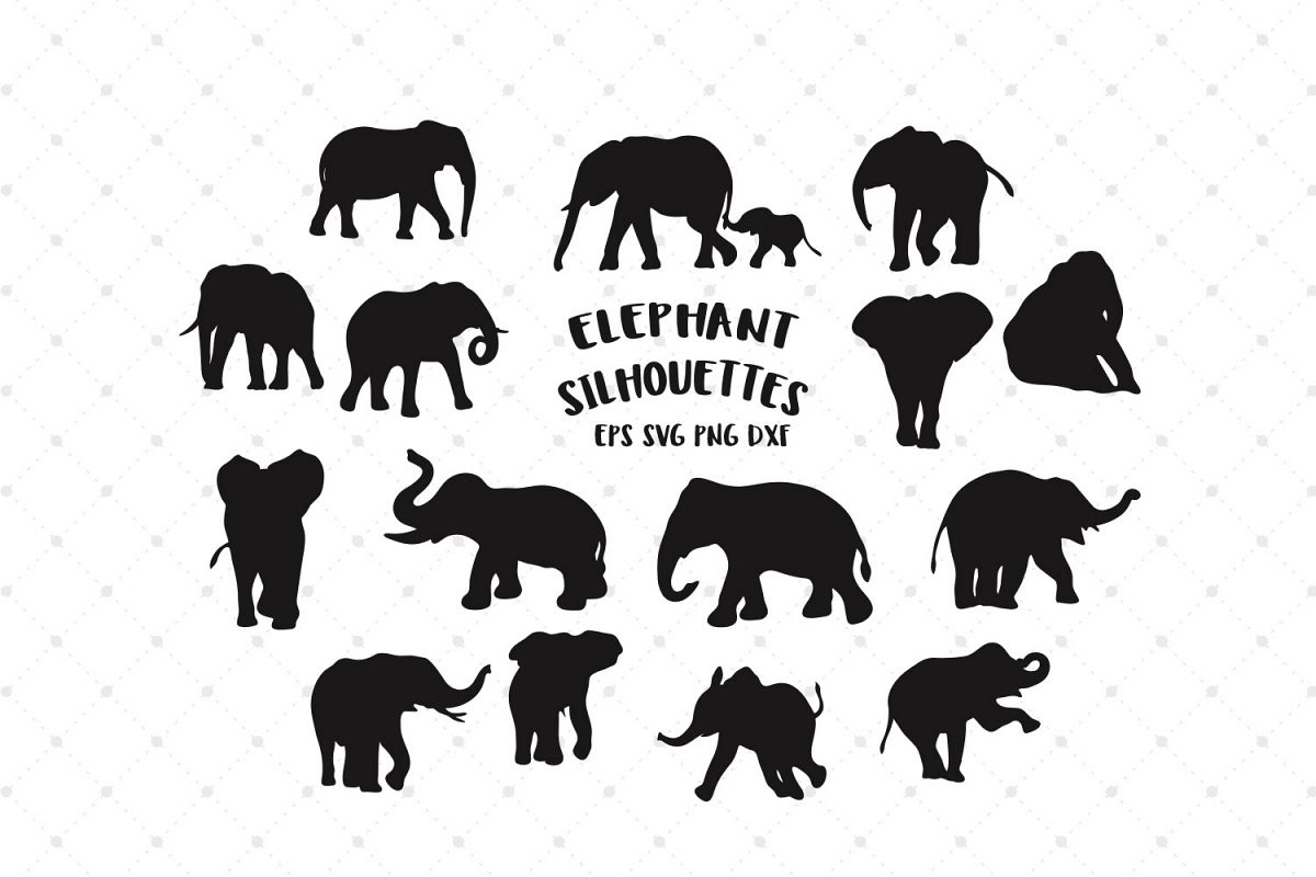 Elephant Silhouettes SVG Cut Files