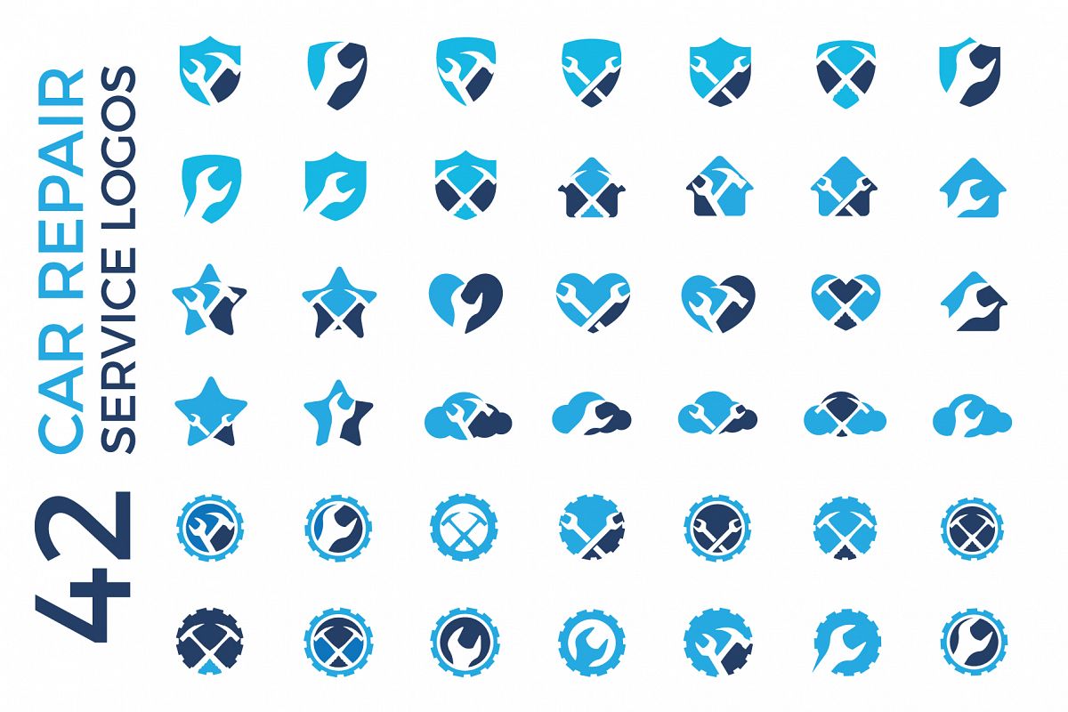 Car Repairing, Plumber, Mechanic tools logos set example image 1