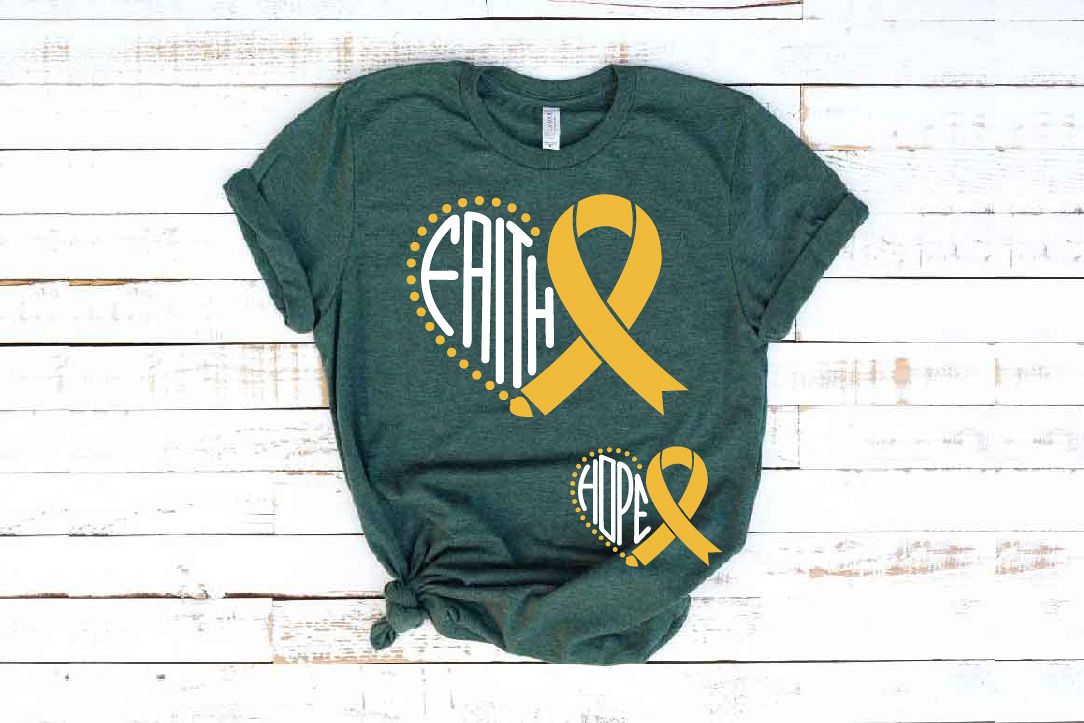 Faith Hope Heart SVG Childhood Cancer Awareness ribbon 1558 example image 1