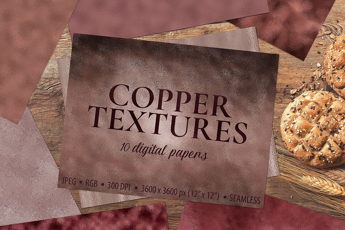Copper Foil Textures - 10 Seamless Digital Papers example image 1
