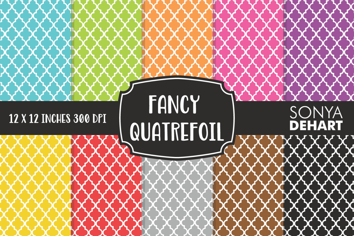 Fancy Quatrefoil Moroccan Trellis Digital Paper Pack example image 1