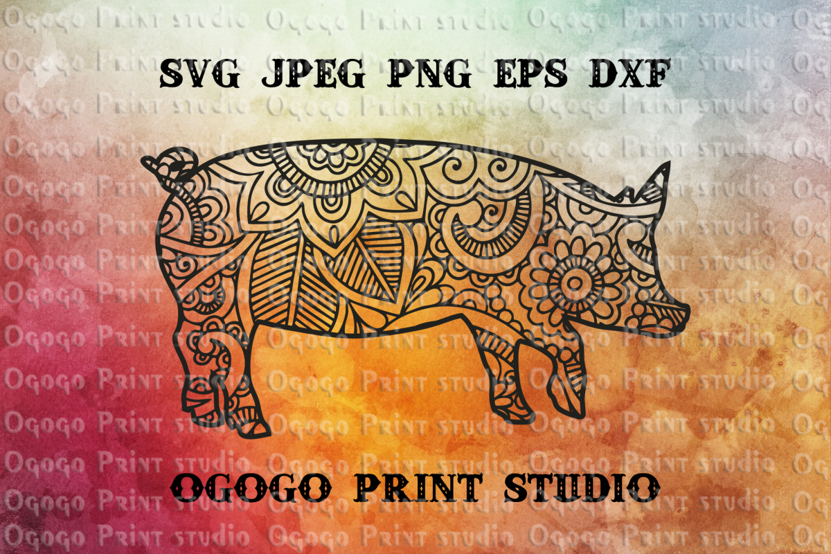 Download Mandala style Pig Svg, Farm animal, Zentangle SVG, Boho svg,