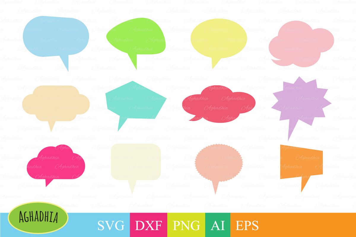 Speech Bubbles, Chat Bubbles, Bubbles Bundle cut file in SVG, DXF, PNG, AI and EPS. example image 1