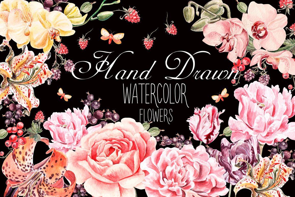 Beautiful watercolor flowers example image 1