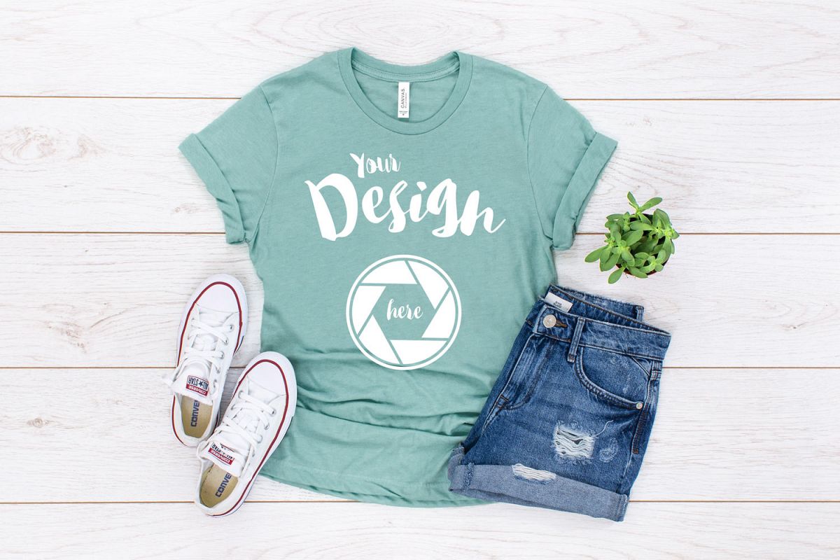 Heather Prism Dusty Canvas 3001 T Shirt Mockup example image 1