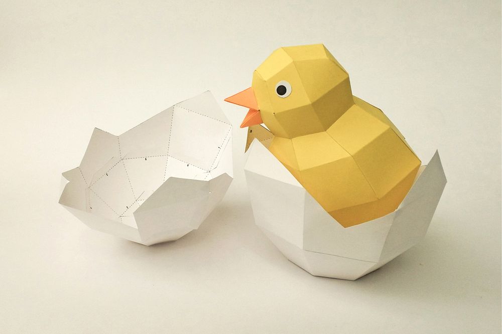 DIY Chick in egg - 3d papercraft example image 1