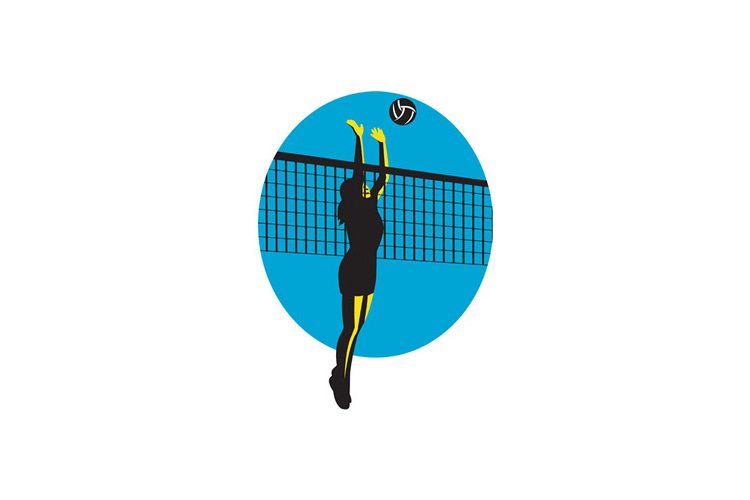 Volleyball Player Spiking Ball Retro example image 1