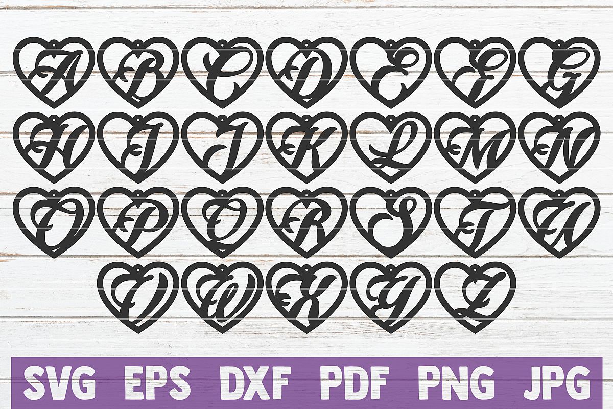 Heart Alphabet Earrings SVG Cut Files example image 1