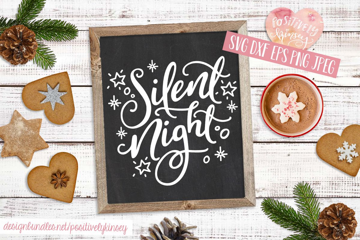 Silent Night SVG DXF PNG EPS, Christmas Song SVG Design example image 1