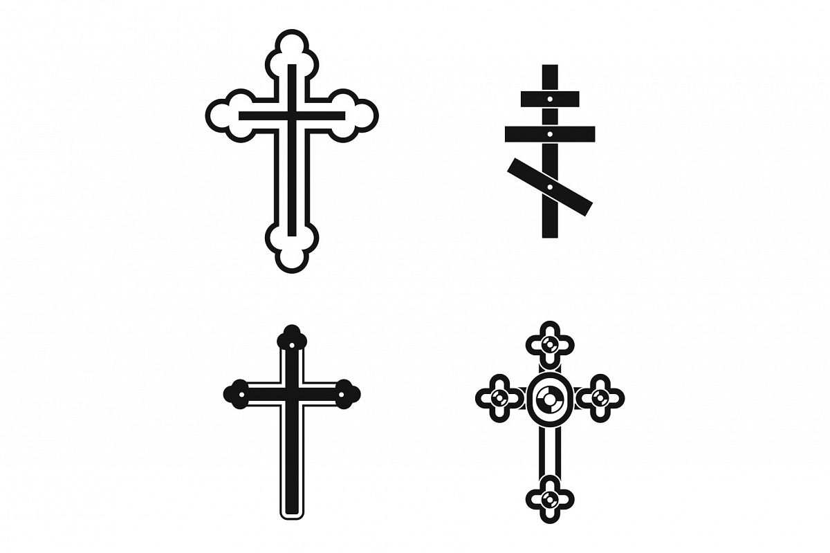 Cross icon set, simple style example image 1
