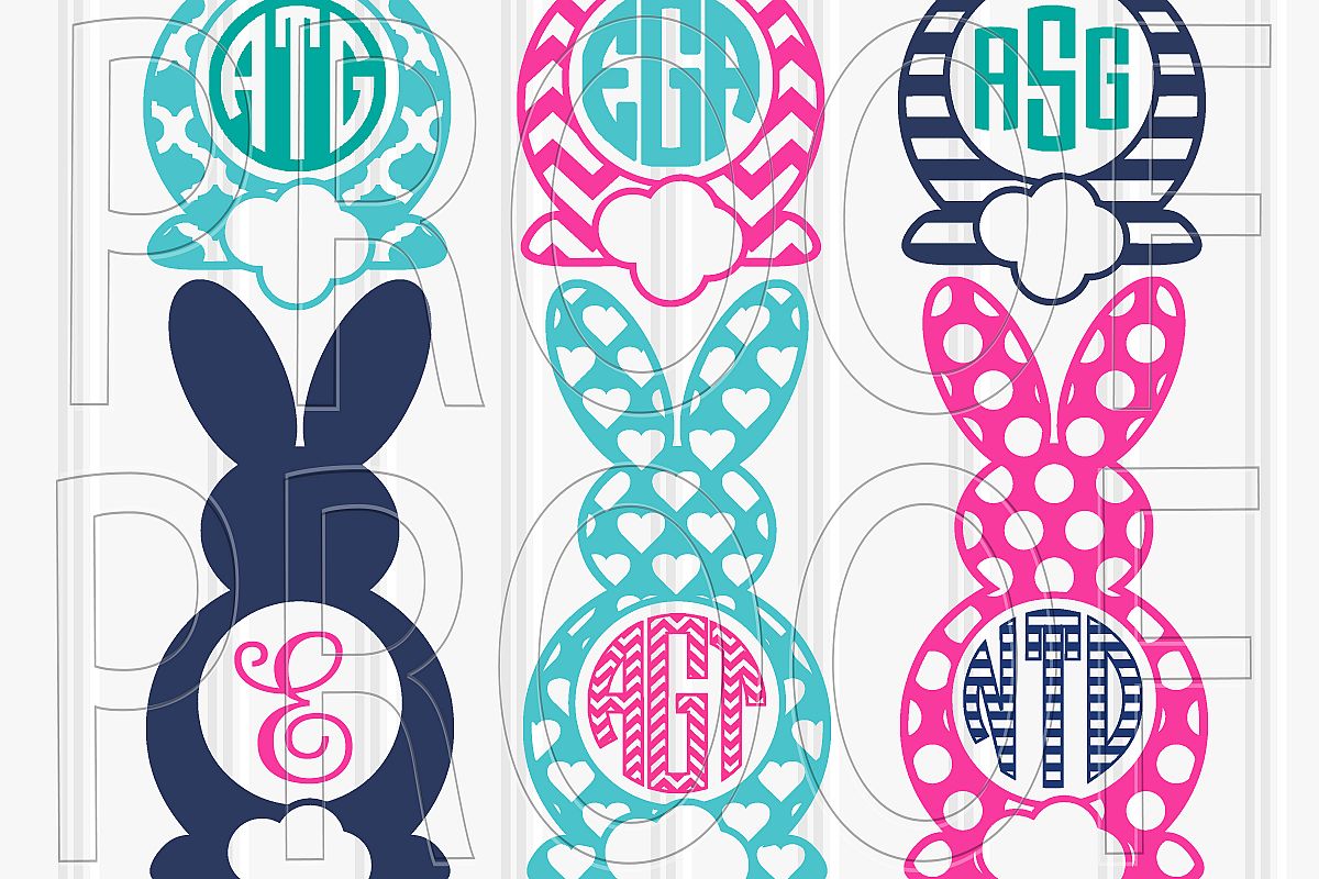 Easter Cut File Set of 6 for Monograms svg/png/jpg (Colors/monograms for display only, designs come black) example image 1