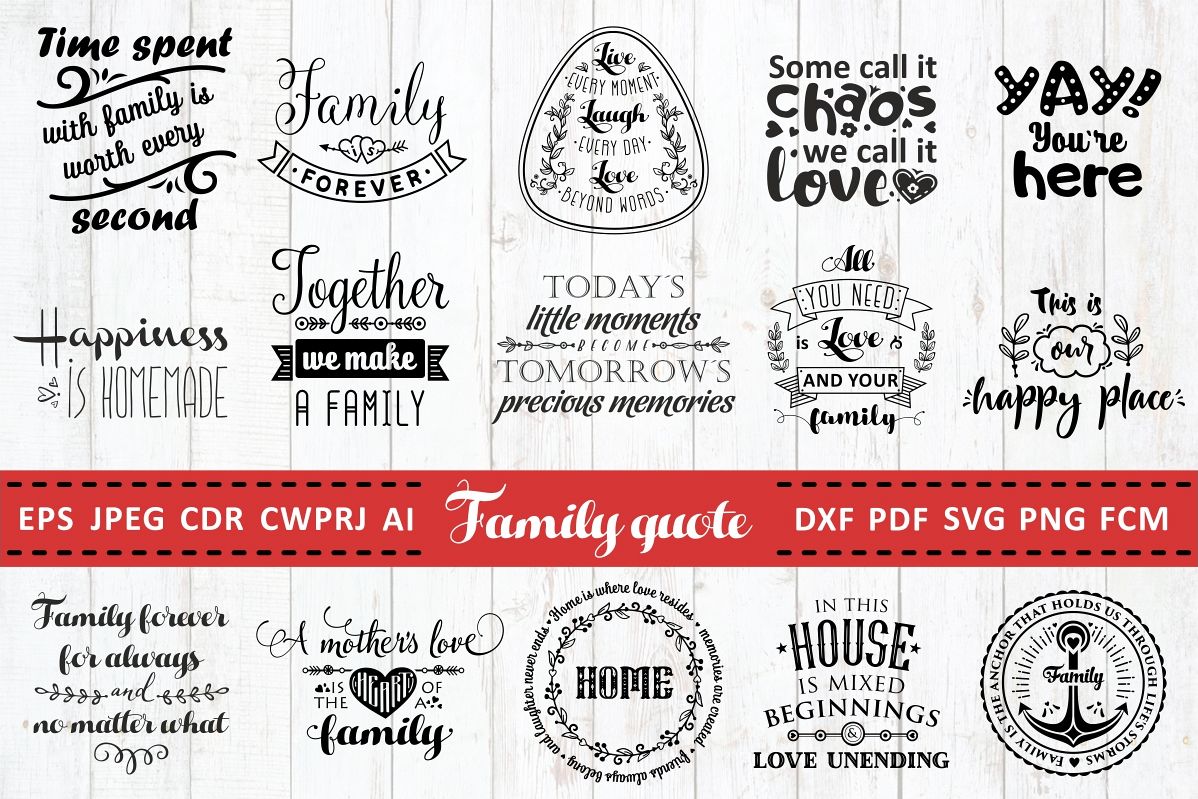 Love Family Quotes. SVG bundle example image 1