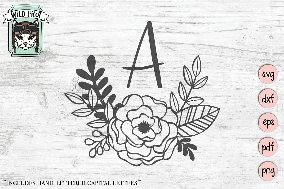 Flower Monogram SVG file, Monogram Frame, Floral Monogram example image 1