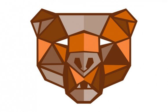 Brown Bear Head Low Polygon example image 1