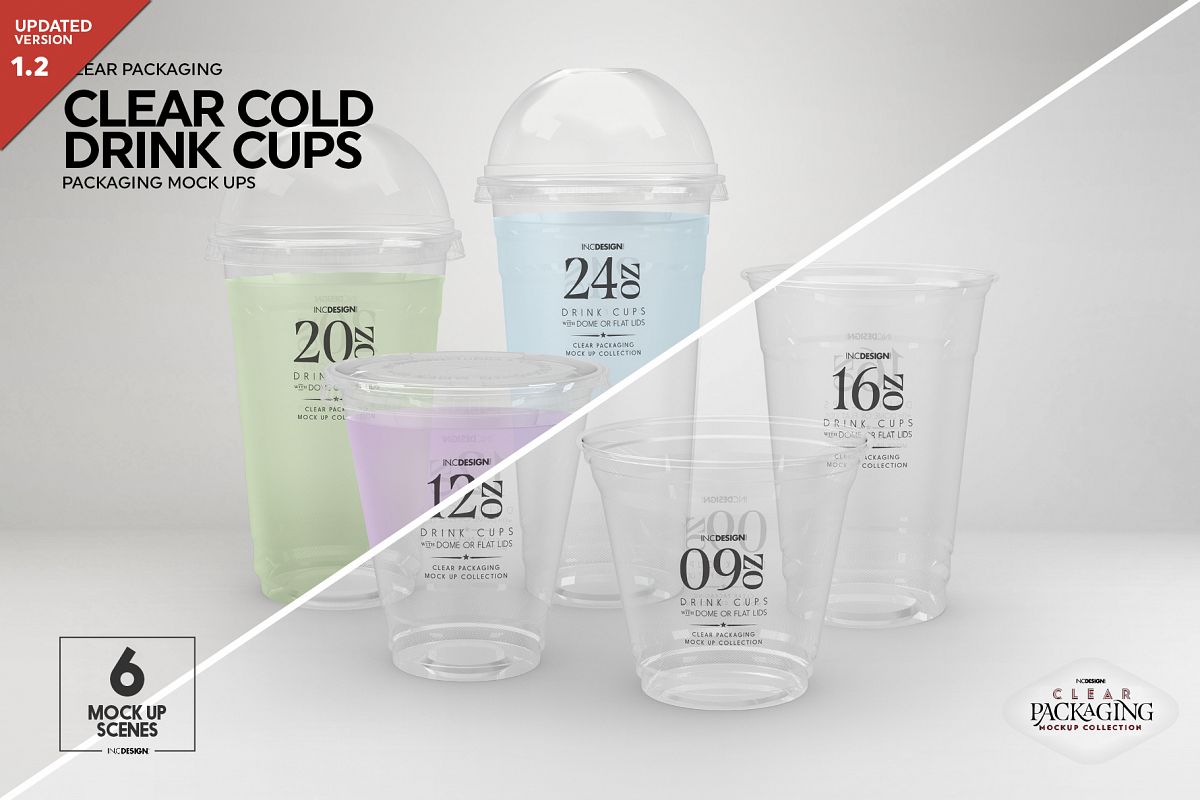 Clear Cold Drink Cups Packaging Mockup example image 1
