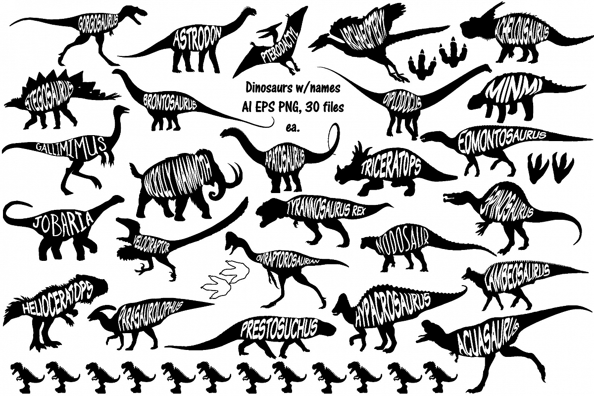 Dinosaurs with Names AI EPS Vector & PNG example image 1