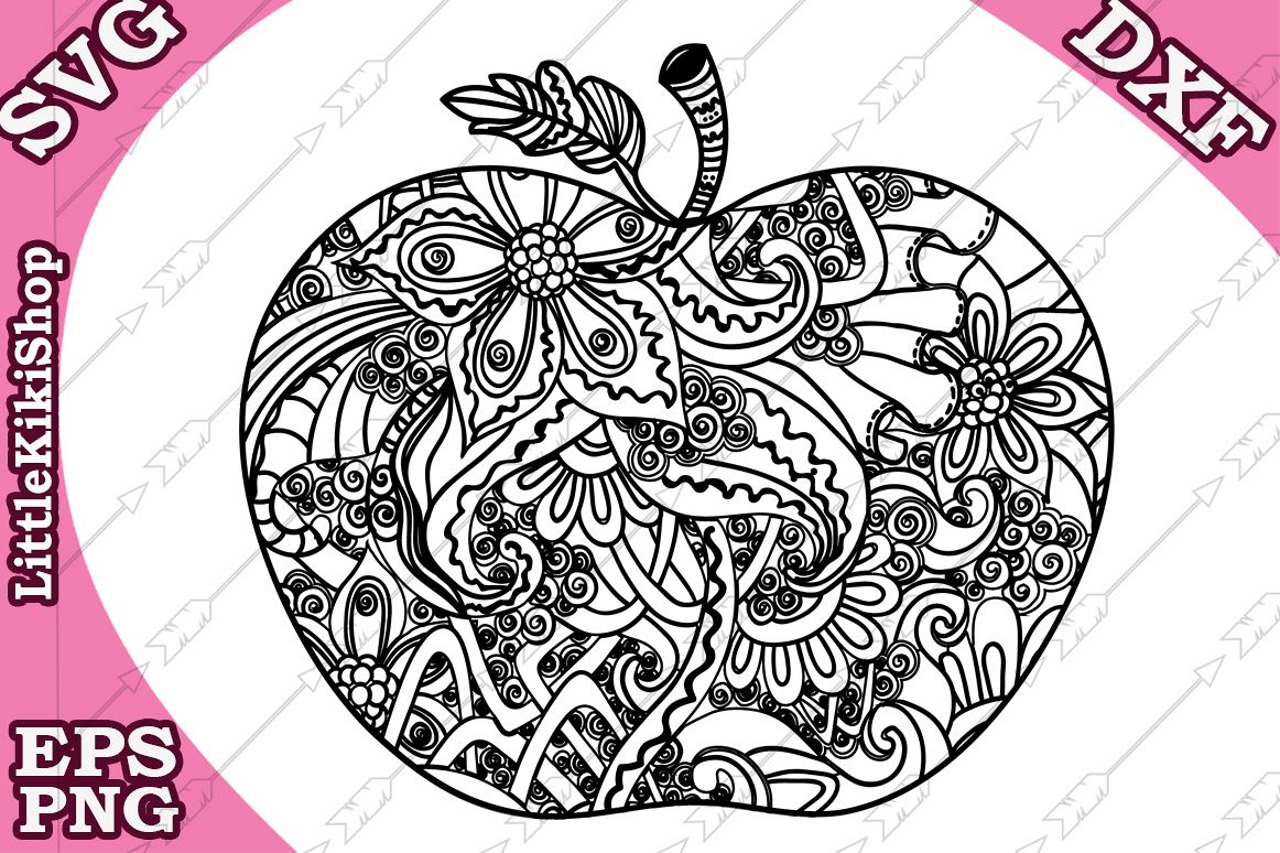 Zentangle Apple Svg, Mandala Apple Svg, Doodle Apple Svg ...