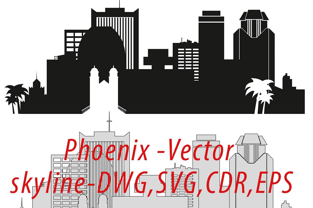 Phoenix Vector, Arizona Skyline USA city, SVG, JPG, PNG, DWG, CDR, EPS, AI example image 1