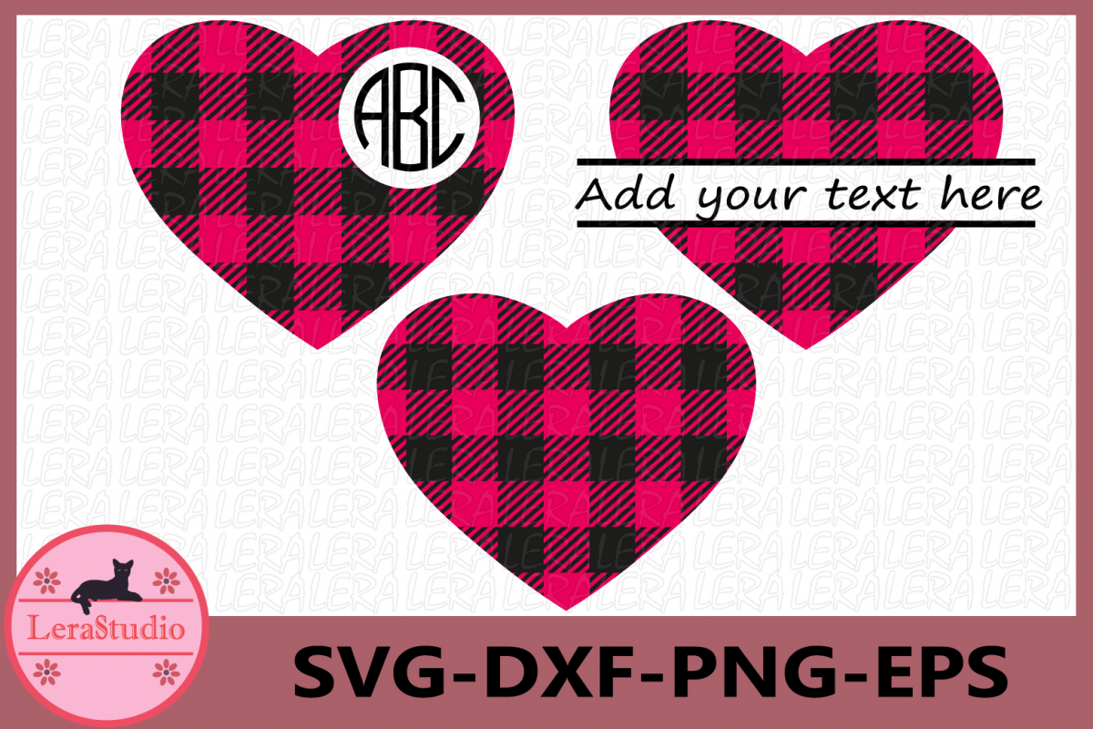 Download Monogram Hearts SVG, Heart SVG, Buffalo Plaid Svg