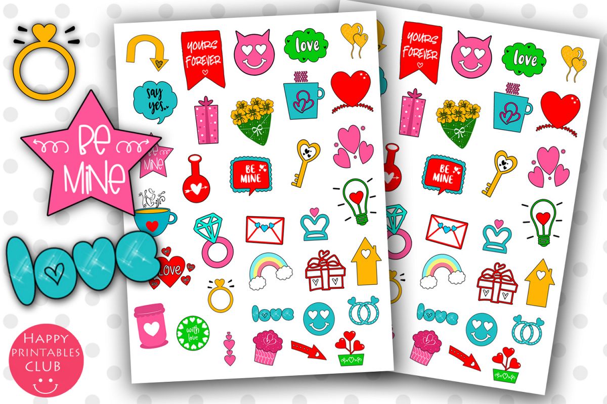 Valentines Day Planner Stickers- Romantic Planner Stickers example image 1