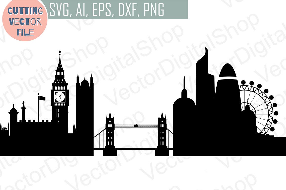 Download London Skyline Vector, England city, SVG, JPG, PNG, DWG, CDR, EPS, AI (42321) | Illustrations ...