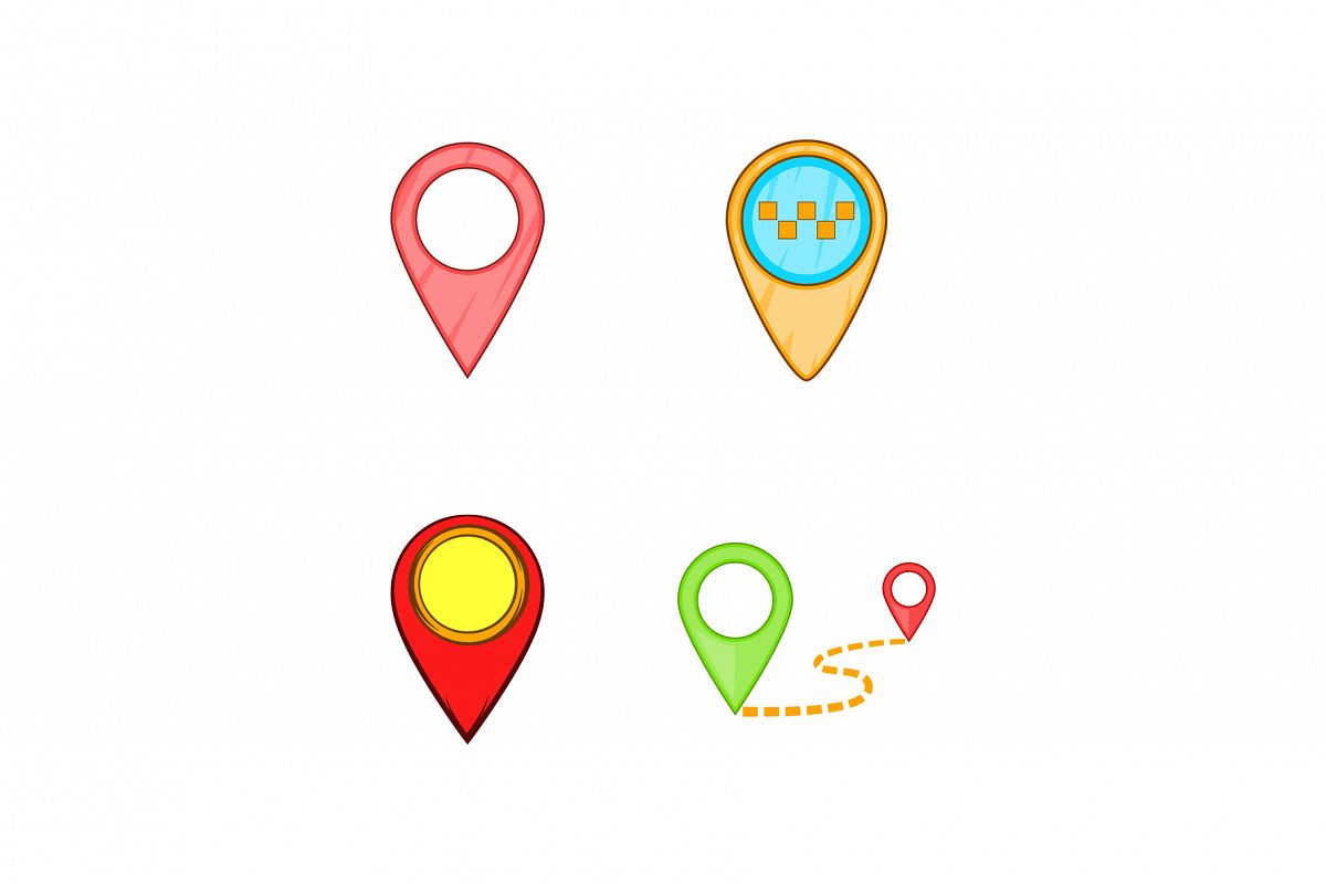 Download Map Pin Icon Set Cartoon Style 375533 Illustrations Design Bundles