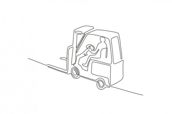 Forklift Truck Continuous Line example image 1