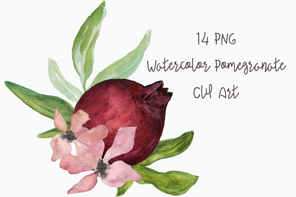 Watercolor Pomegranate Clip Art example image 1