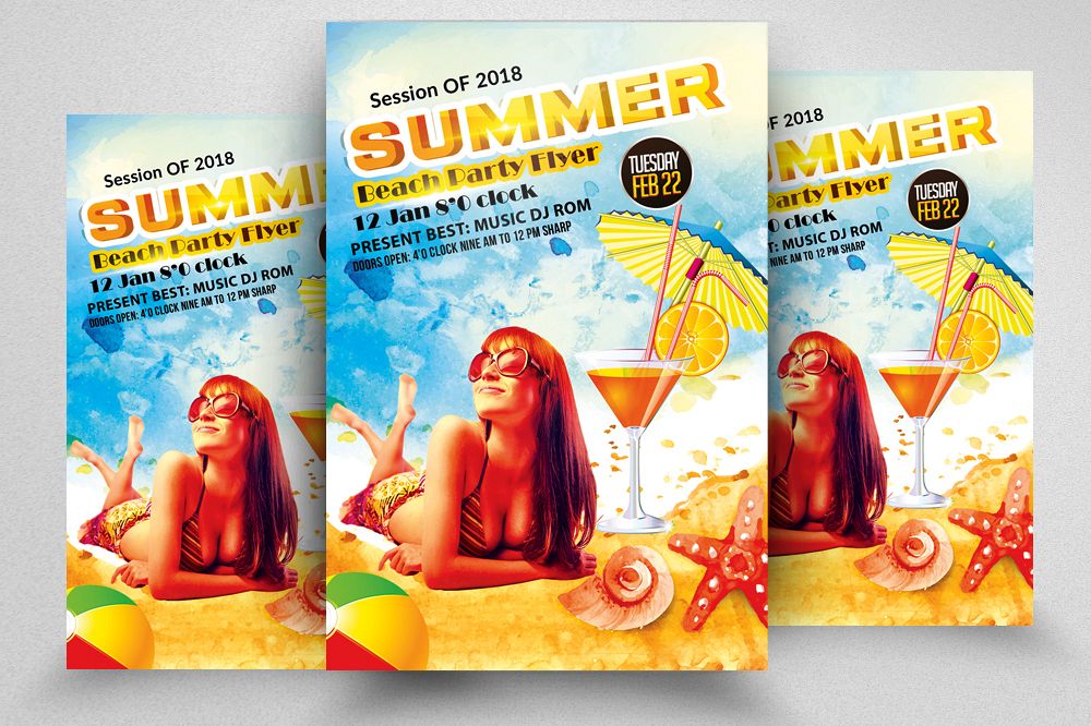Summer Beach Cocktail Party Flyer example image 1