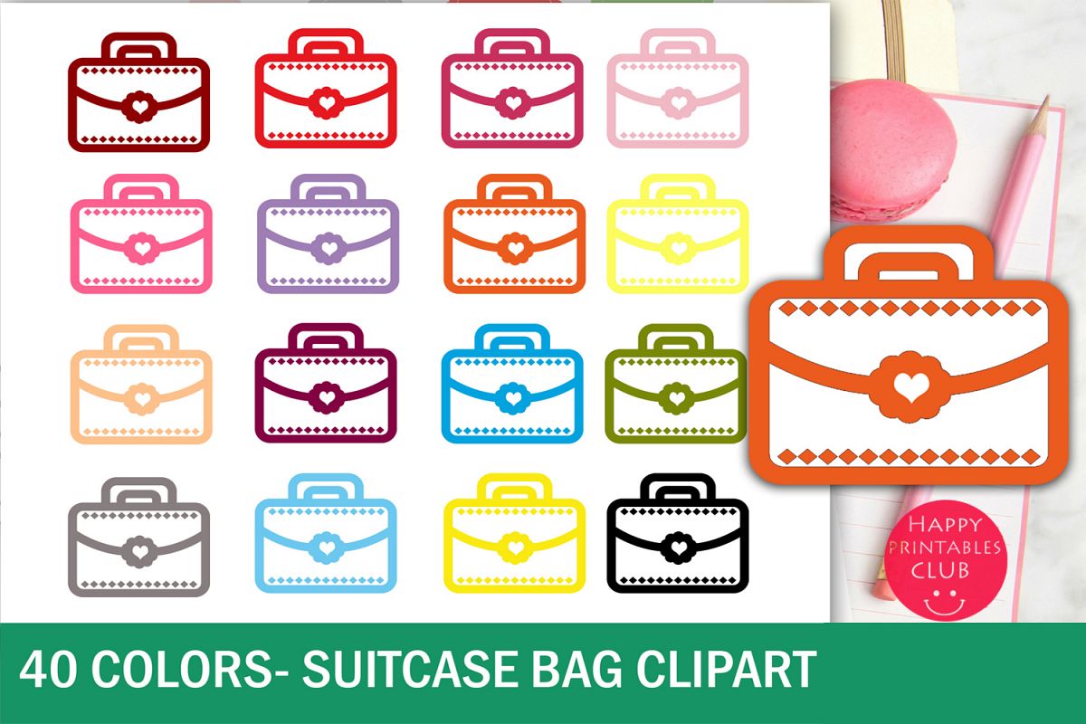 40 Colorful Suitcase-Bag Clipart example image 1