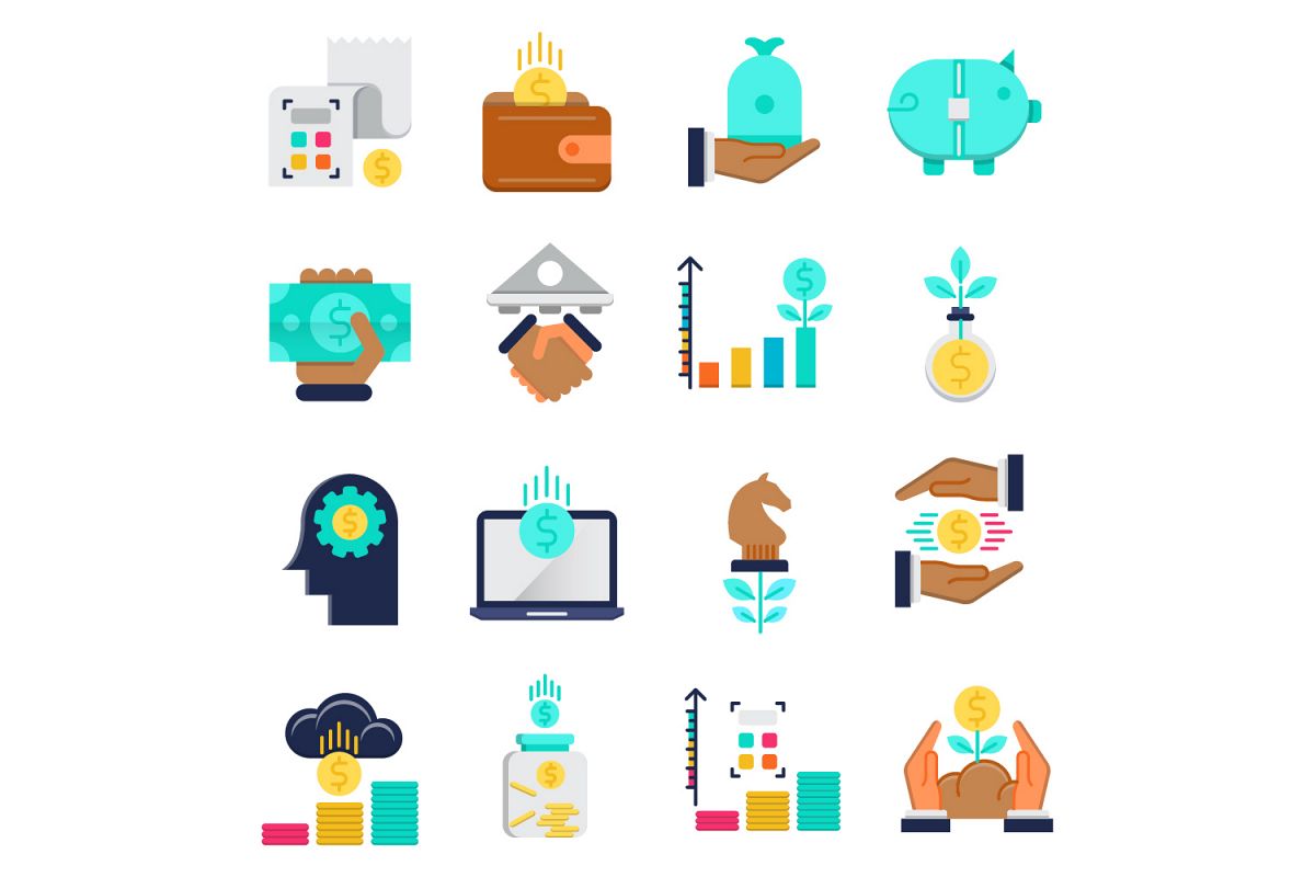 Finance flat icons set example image 1
