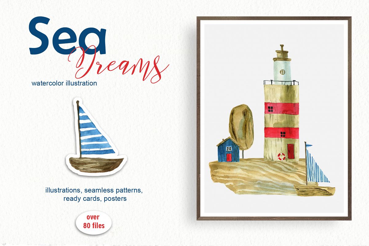 Sea dreams. Watercolor illustration example image 1