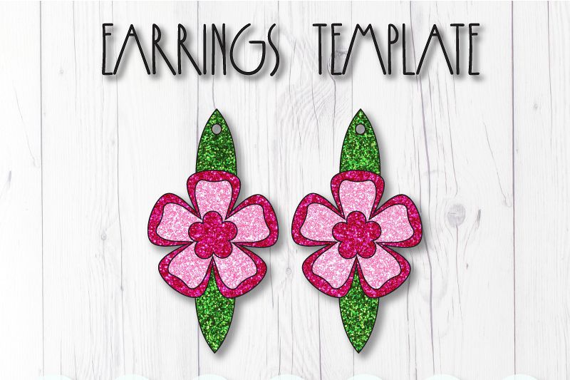 Flower earrings template SVG, DIY earrings template example image 1