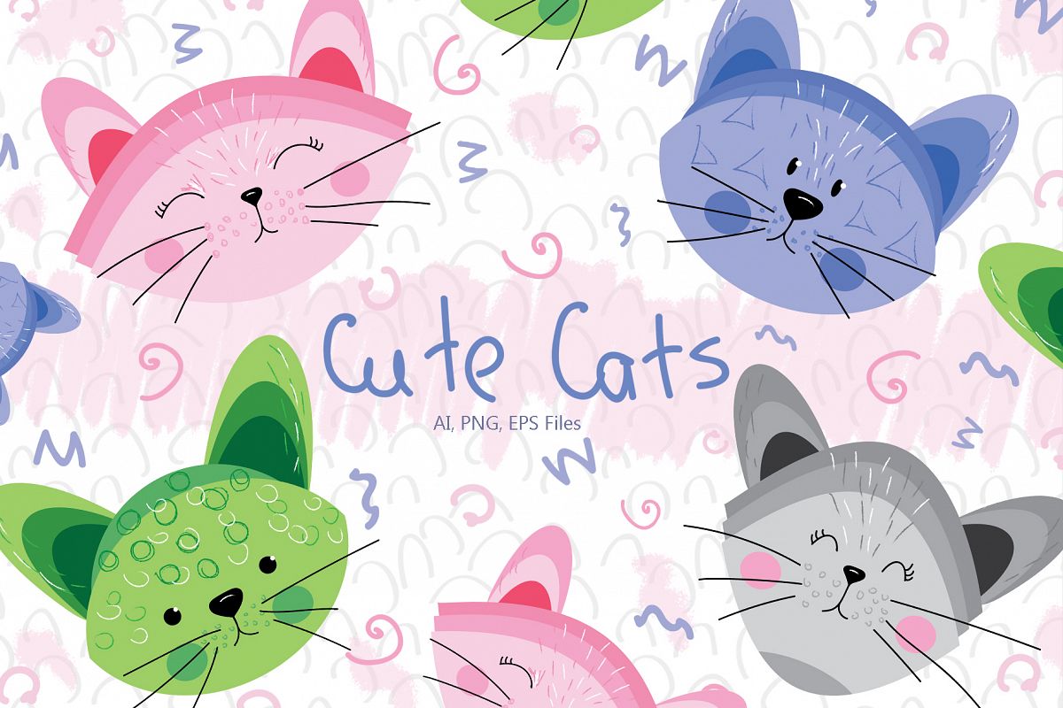 Cute Cats and Patterns example image 1